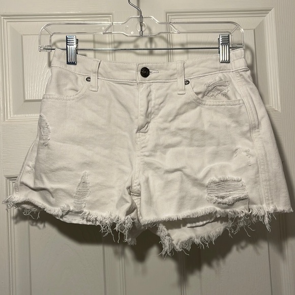 aerie Pants - Aerie white, distressed denim shorts with elastic waistband- size xs